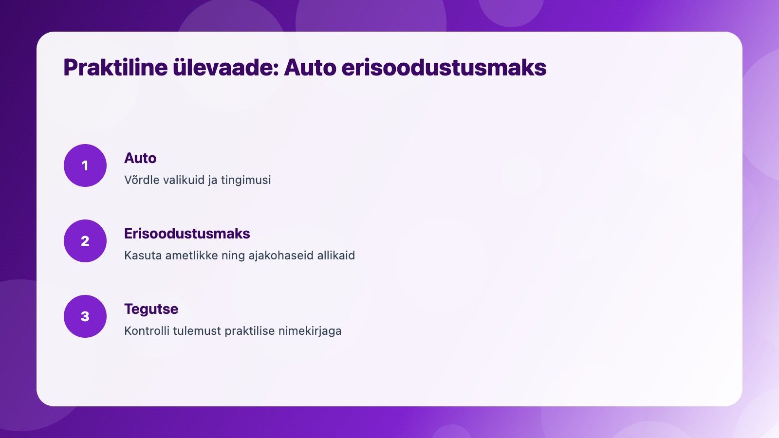 Visuaalne ülevaade: Auto erisoodustusmaks