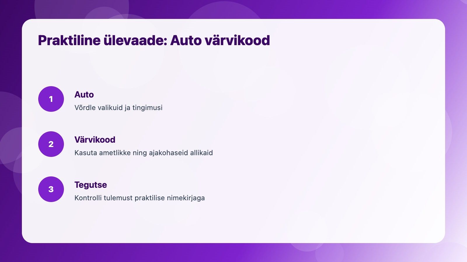Visuaalne ülevaade: Auto värvikood