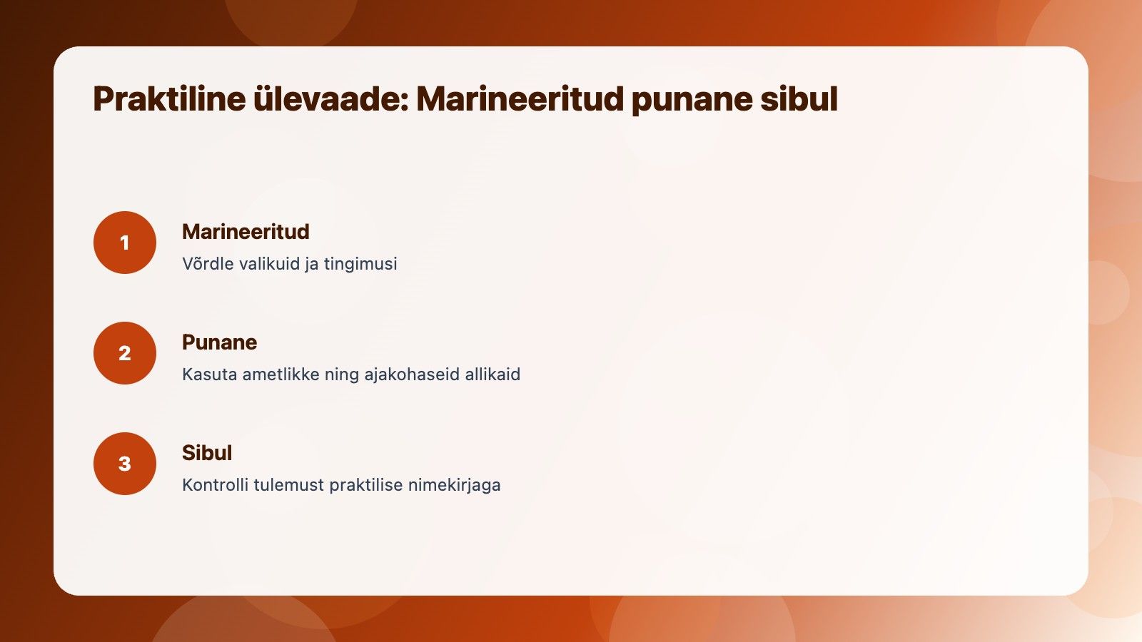 Visuaalne ülevaade: Marineeritud punane sibul