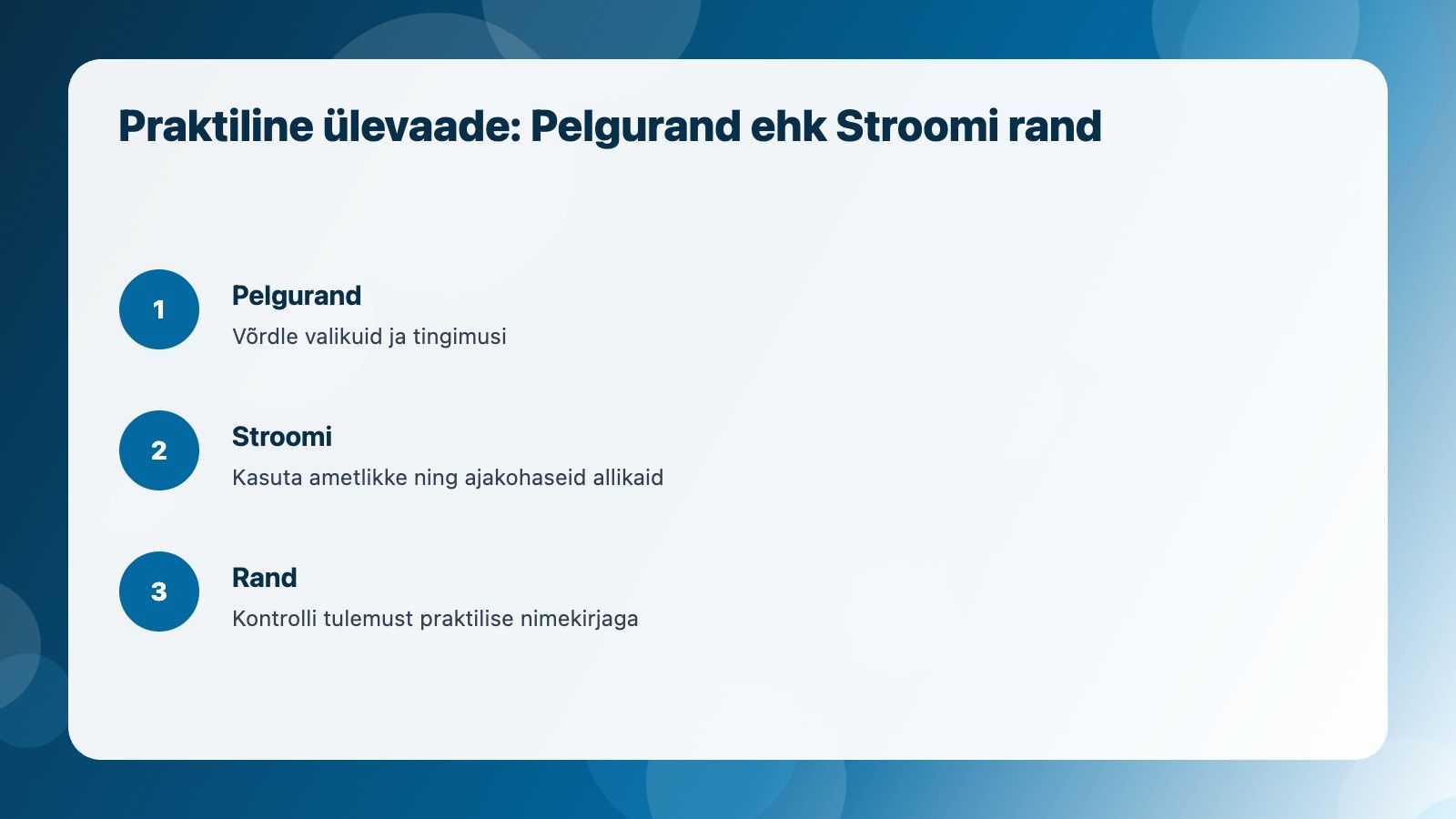 Visuaalne ülevaade: Pelgurand ehk Stroomi rand