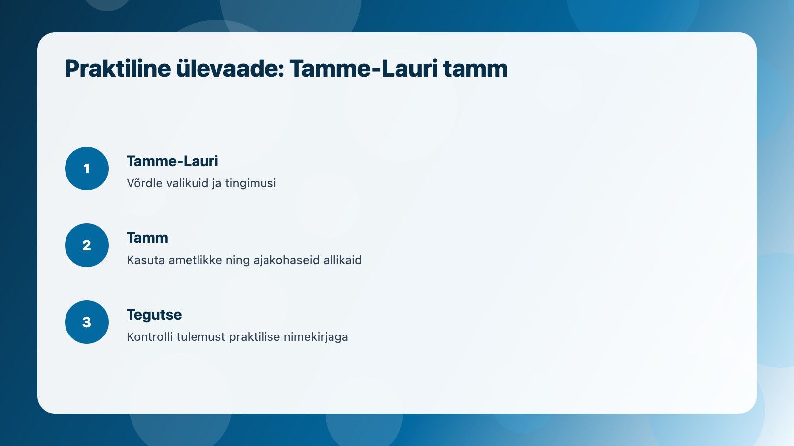 Visuaalne ülevaade: Tamme-Lauri tamm