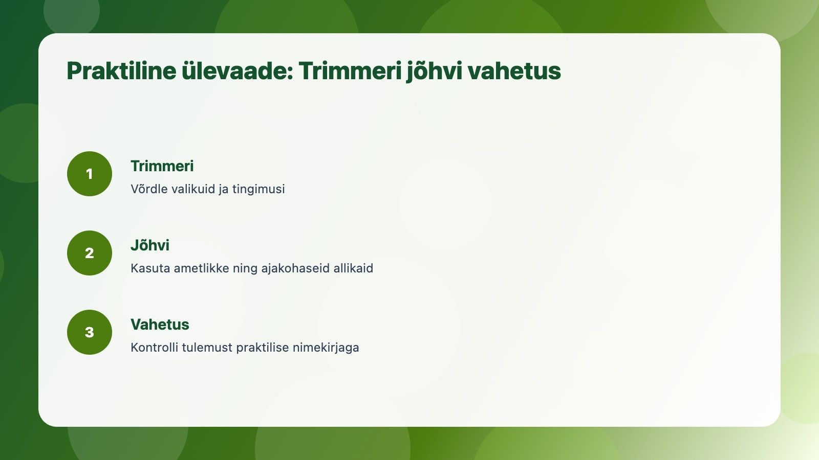 Visuaalne ülevaade: Trimmeri jõhvi vahetus