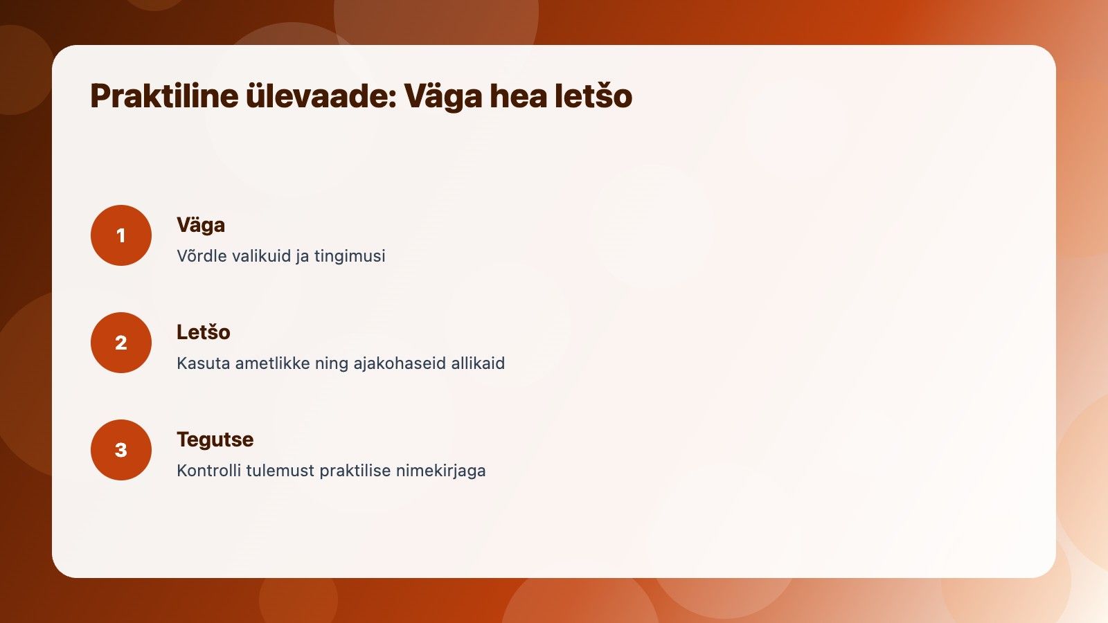 Visuaalne ülevaade: Väga hea letšo