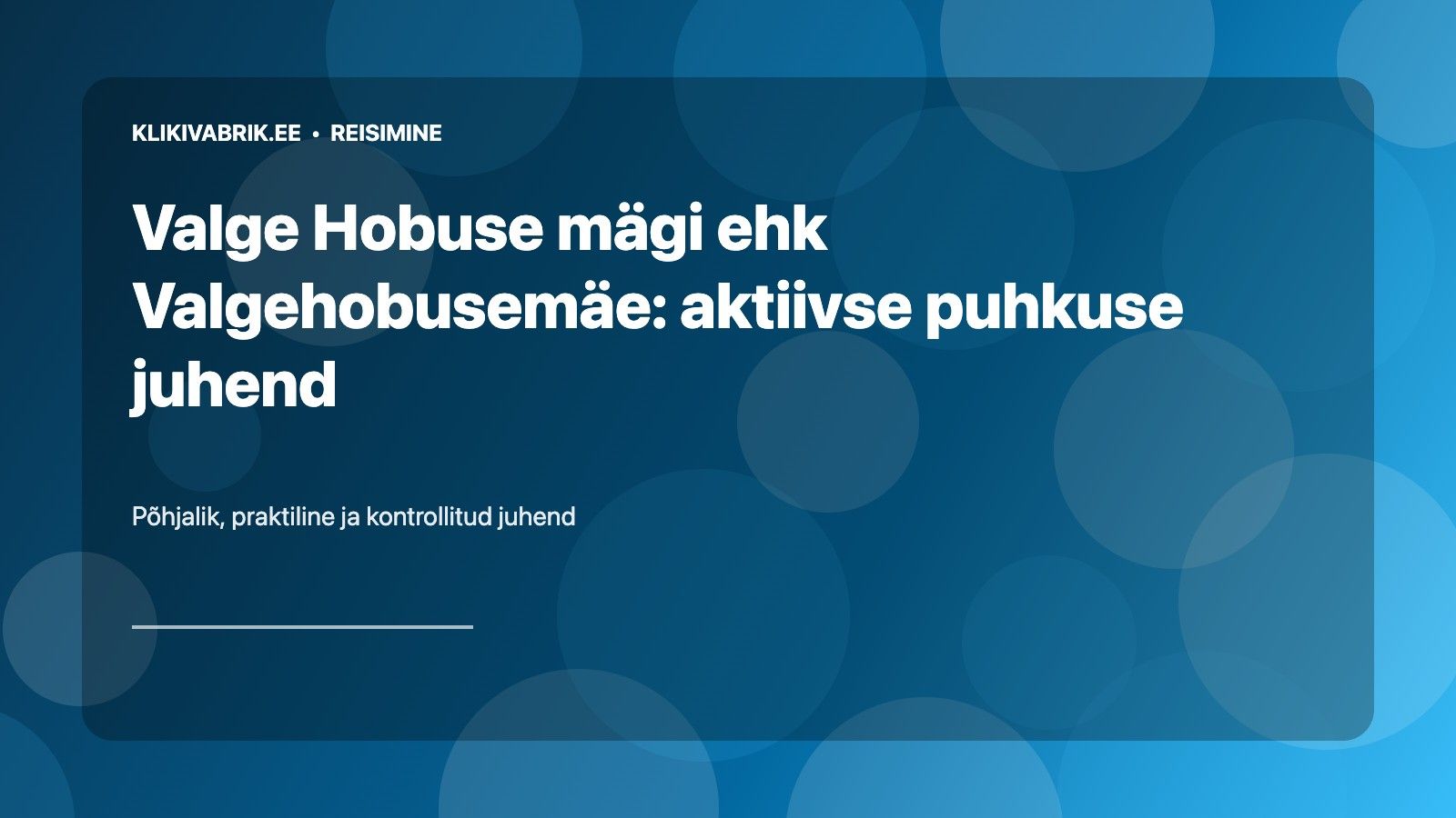 Valge Hobuse mägi ehk Valgehobusemäe: aktiivse puhkuse juhend